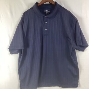 PGA TOUR Men's Polo Shirt Short Sleeve Athletic Golf Striped Navy Blue 2XL